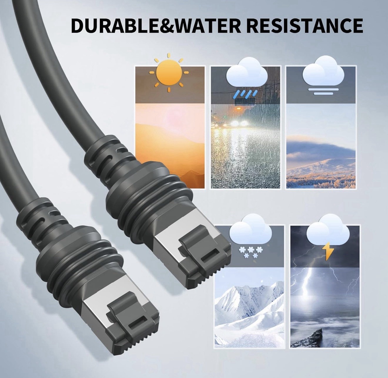 100FT (30M) Starlink Gen 3/4/4X/V4 Waterproof Satellite Replacement Cable Grey