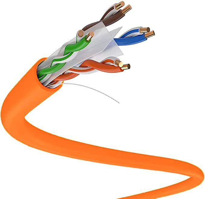 Dripstone CAT6 1000ft UTP Solid Cable 23AWG Network Ethernet RJ45 Wire, Orange