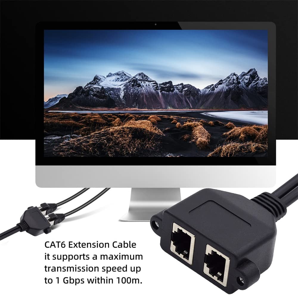 Dual Port UTP Cat6 Male To Female LAN Ethernet Network Extension Cable Mount