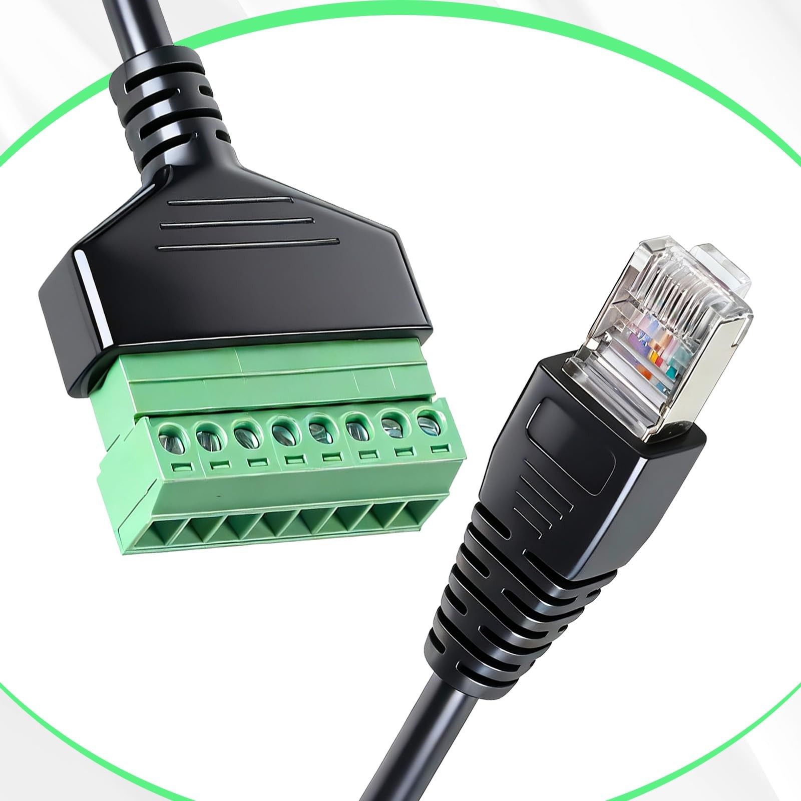RJ45 Breakout Male 8 Pins Screw Terminal Ethernet Connector Adaptor 2 PCS
