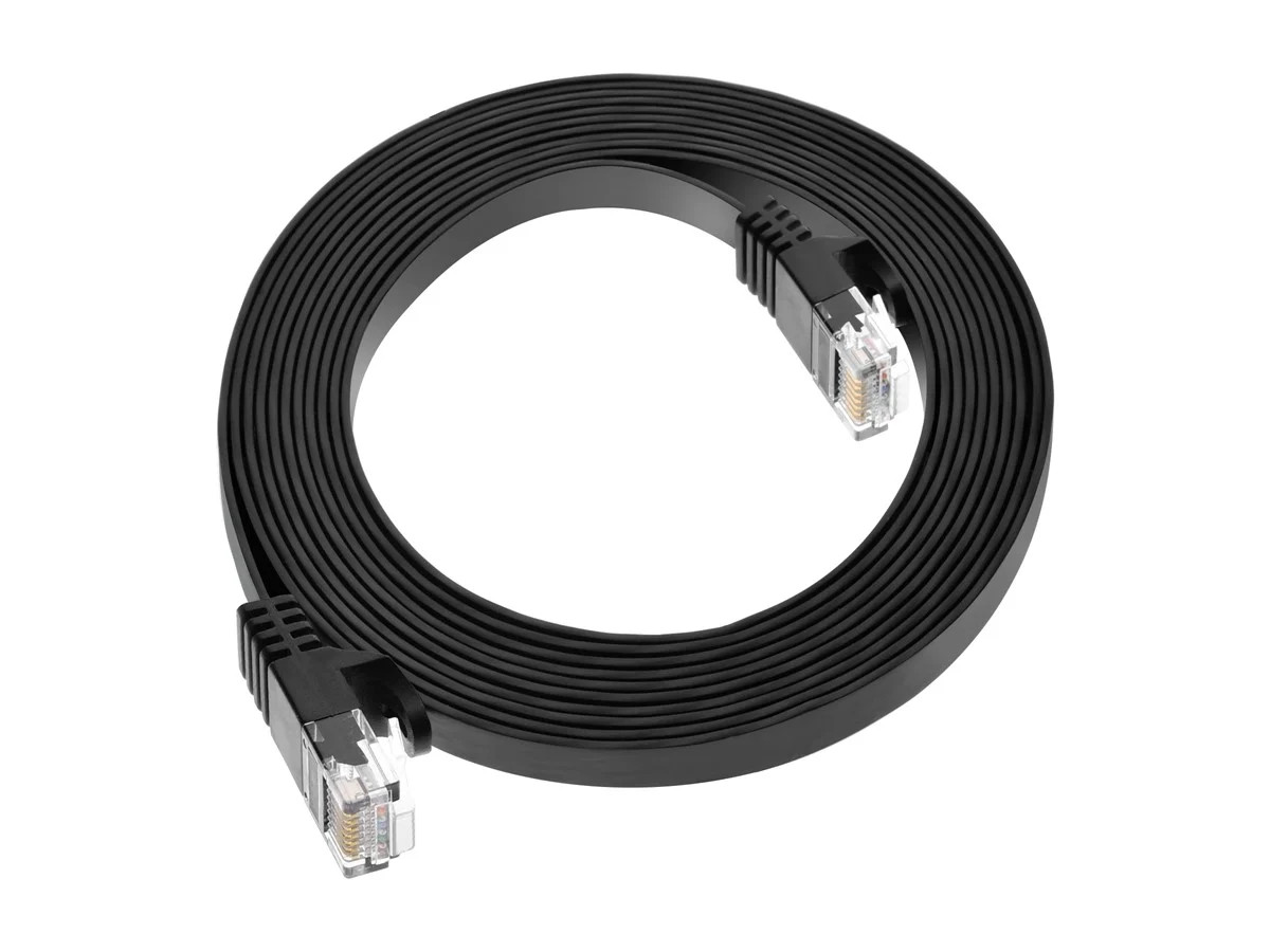 Monoprice Flat Cat6 Ethernet Patch Cable – 10 Feet – Black, 550MHz, UTP, 30AWG