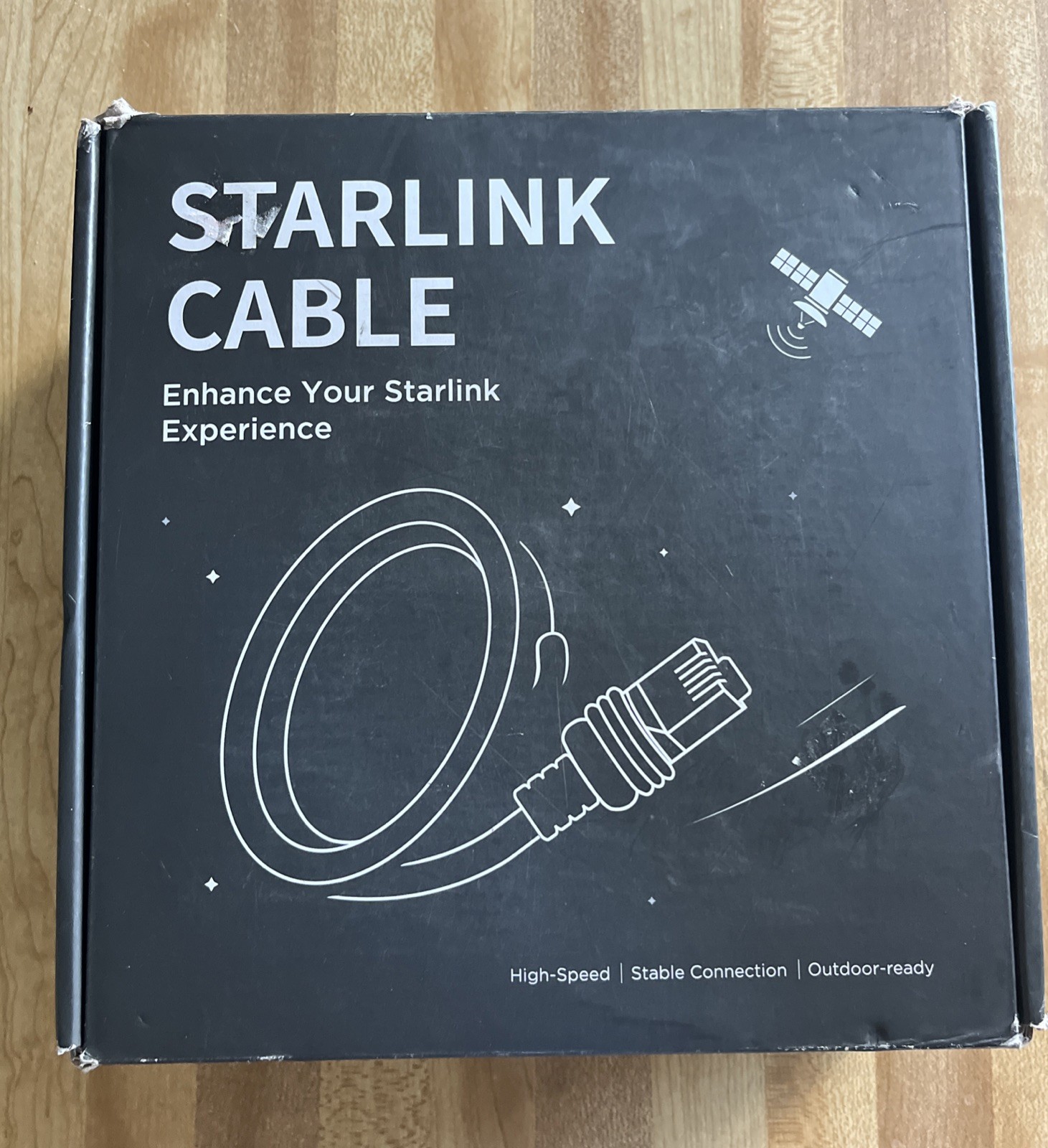 LUCMO 150ft Starlink Cable Gray ST To ST Round Cable MPN STK17 Outdoor Ready Box