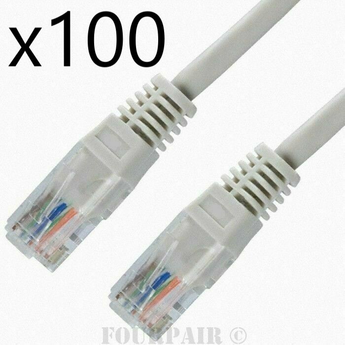 100 Pack Lot – 1ft CAT6 Ethernet Network LAN Router Patch Cable Cord Wire Gray
