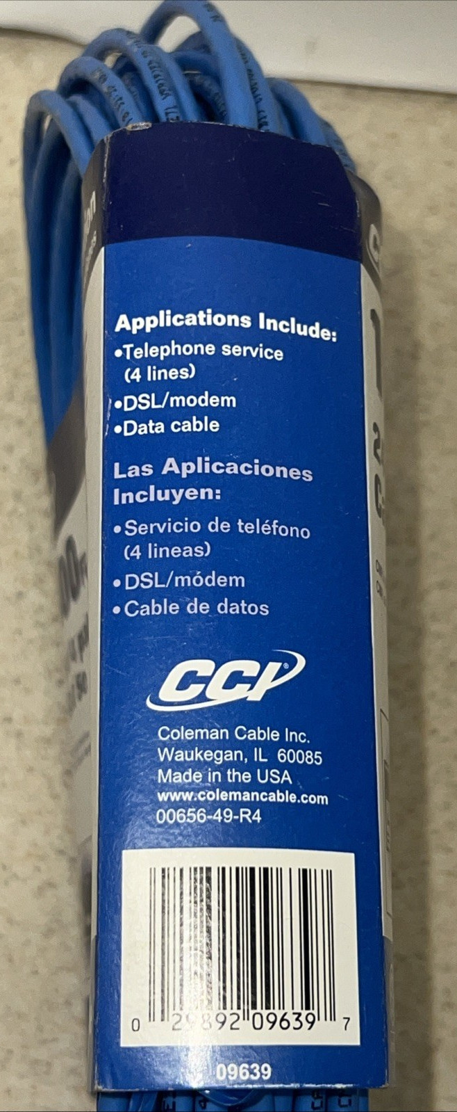 CCI Communication Cable. 100ft 24/4 Cat 5e. Free Shipping. New. USA