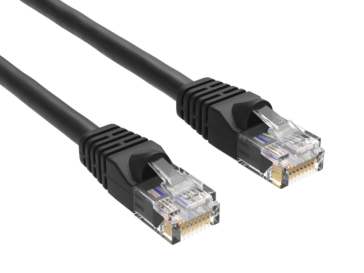 15ft Cat5e UTP Ethernet Network Patch Cable Snagless 24AWG Bare Copper, Black