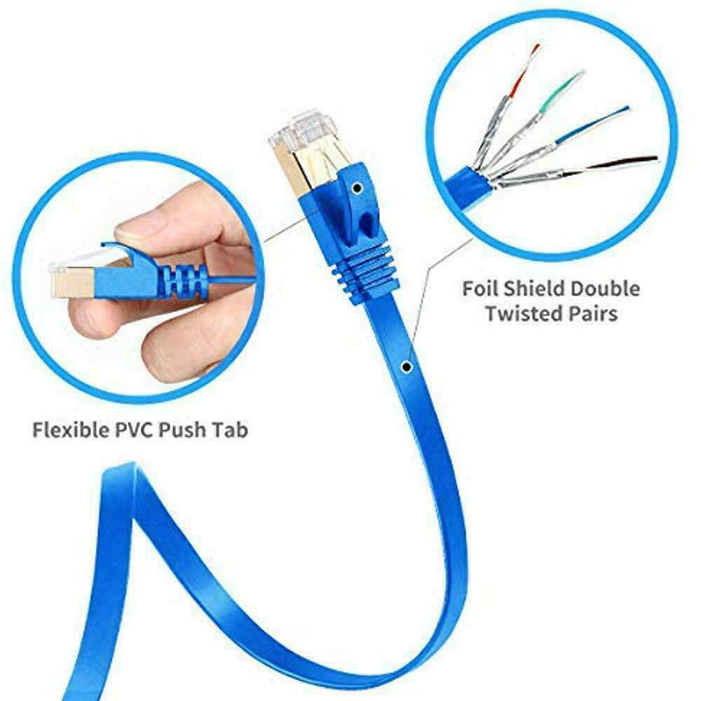 3FT 3feet CAT7 RJ45 Network Flat Ethernet Patch Cable Cord Xbox One PS4 Modem US
