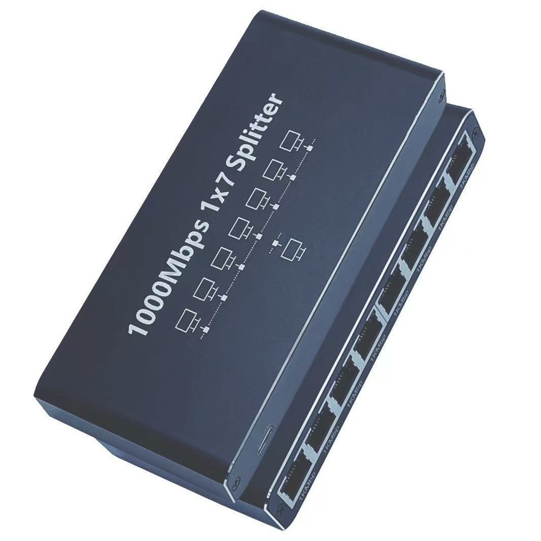 RJ45 Gigabit Ethernet Splitter 1000Mbps LAN Network Internet 1 to 7 Out Adapter