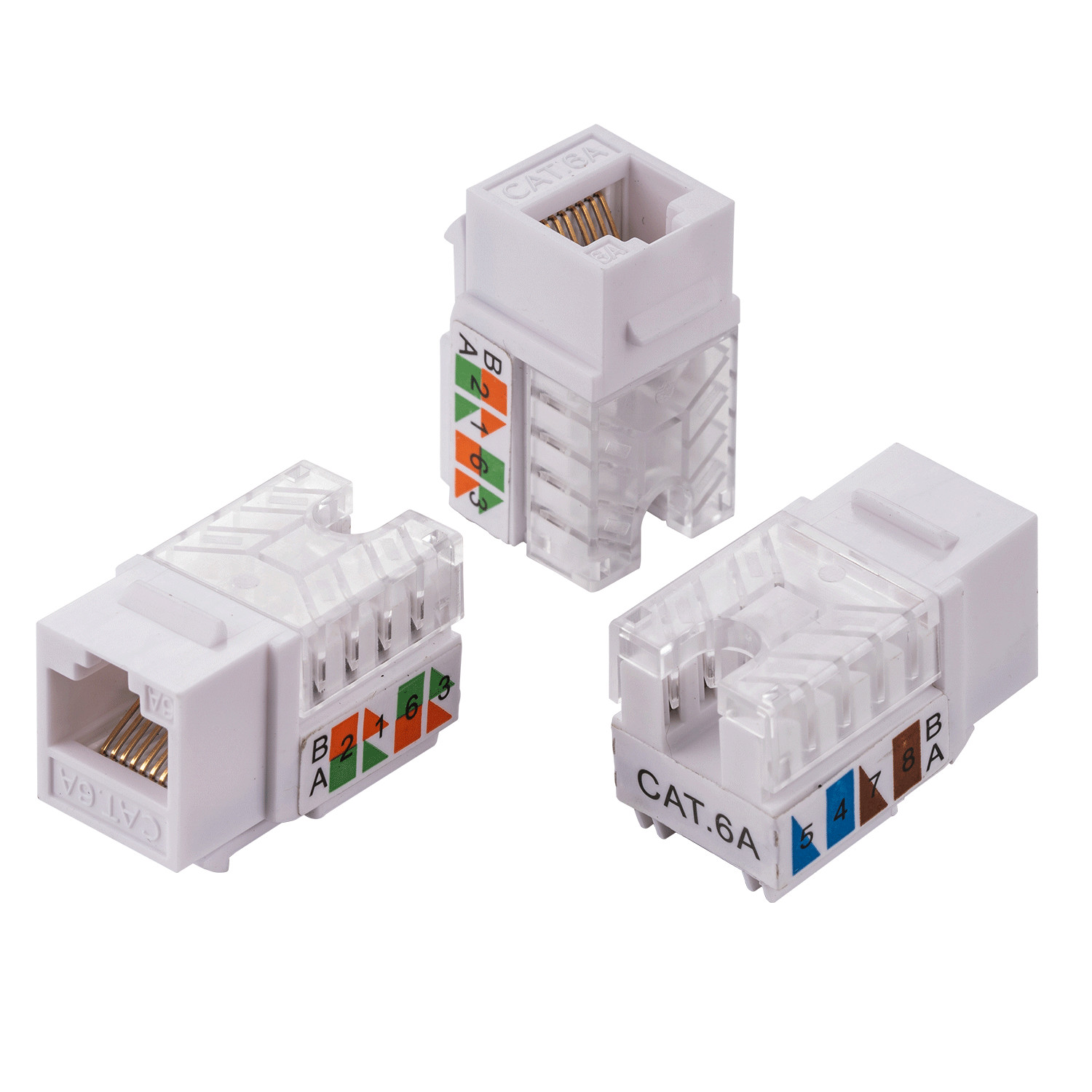 CAT6A Keystone Ethernet Wall Jack Punch Down 45° Angled UTP 45-Degree White lot