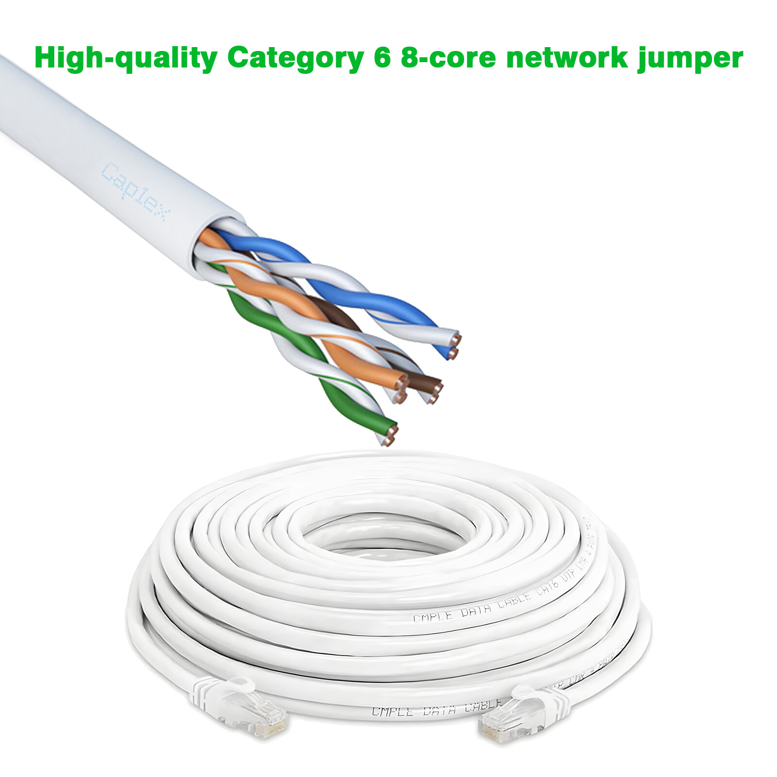 Cat6 Ethernet Cable RJ45 Network Cord Internet White Patch 6/10/25/60/100ft
