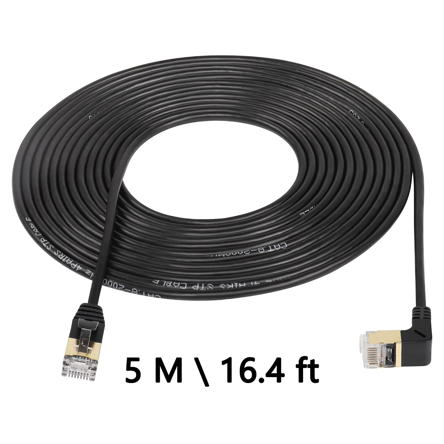 16.4FT 90 Degree down Angle Cat8 Ethernet Cable, High Speed 40Gbps 2000Mhz Netwo