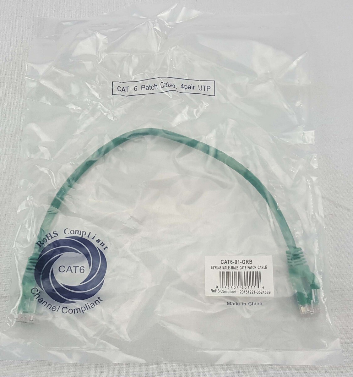 CAT6 1ft RJ45 Male-Make Patch Cable Green 10 Pack
