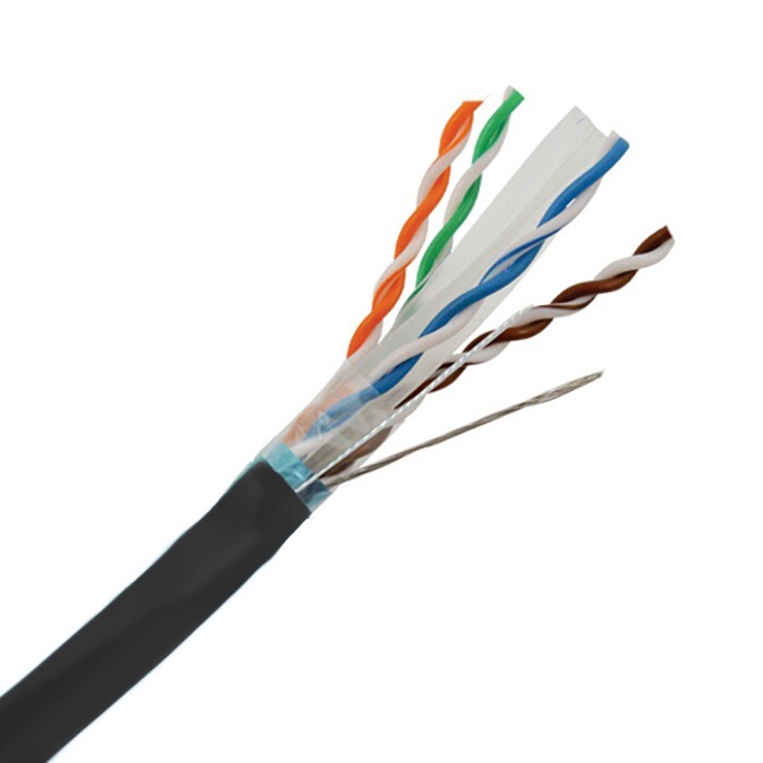 CAT6A Shielded Outdoor Direct Burial UV Cable 10G SOLID COPPER Wire Black 100FT
