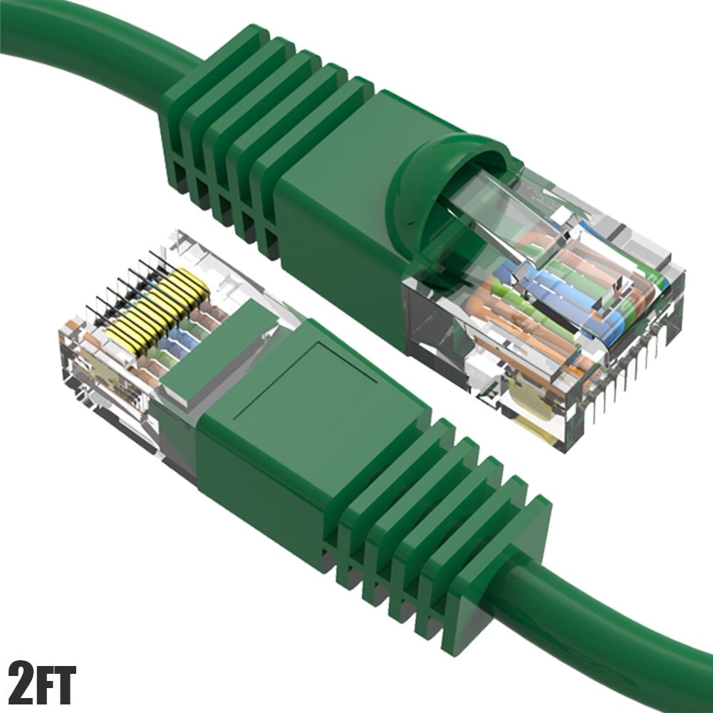 2FT Cat6 RJ45 Ethernet LAN Network UTP Snagless Patch Cable Pure Copper Green