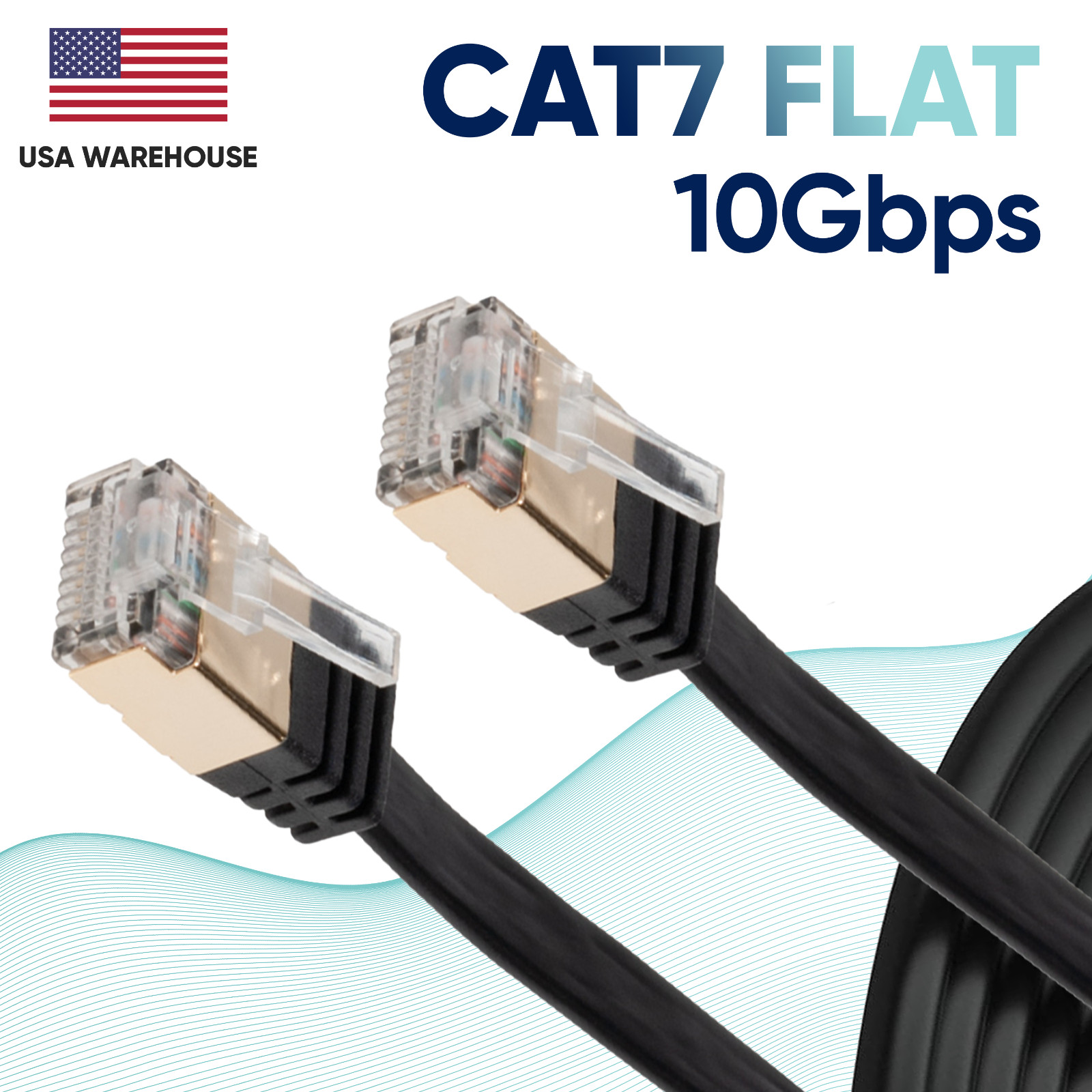 CAT7 Ethernet Patch Cable 40Gbps 1000MHz Internet Cord Round RJ45 Lan Cord