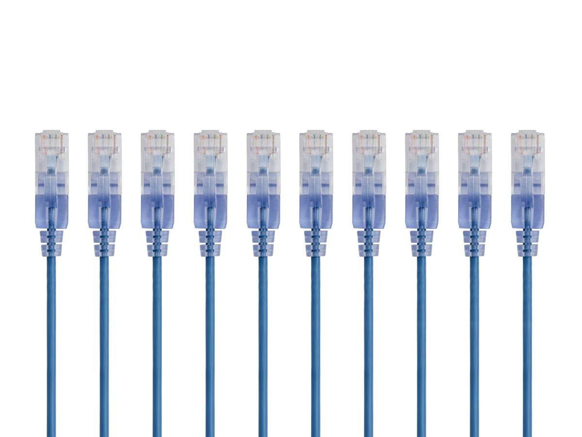 Cat6A Ethernet Patch Cable – 10-Pack, Snagless RJ45, 550Mhz, 10G, UTP, Pure Bare