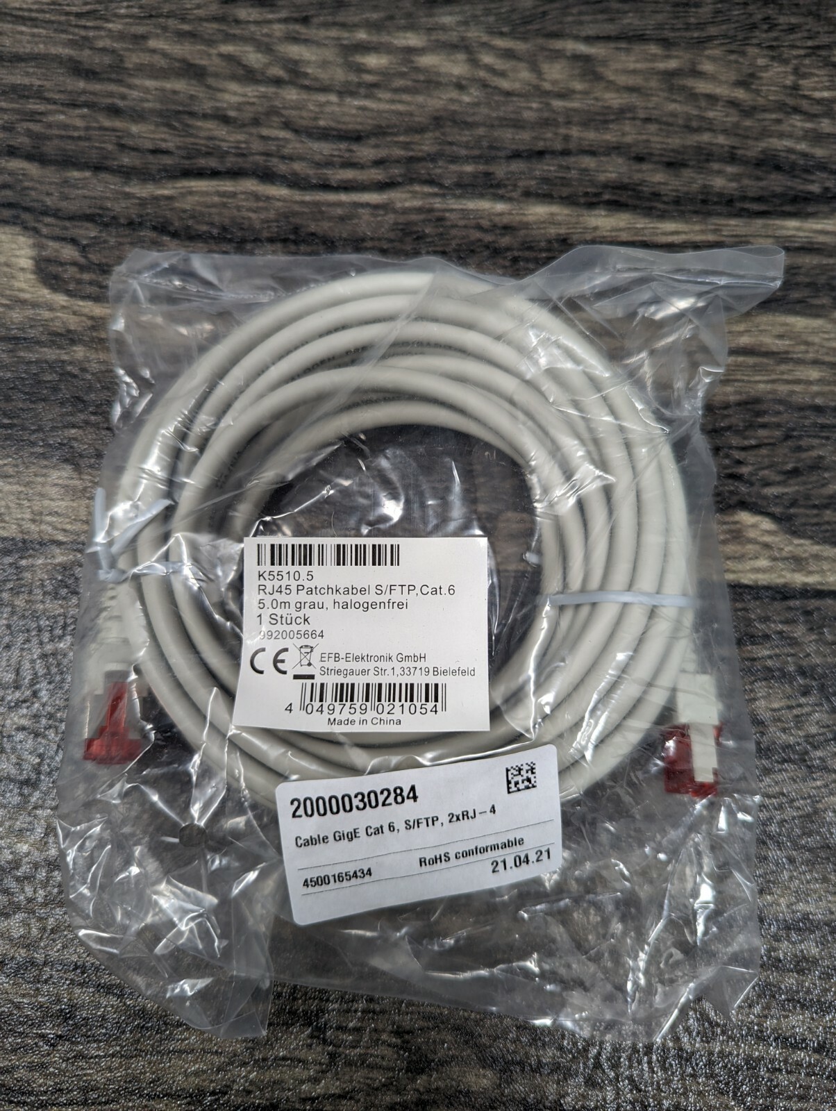 EFB 5m/15ft Patch Cat 6 Patch cord copper (twisted pair) S/FTP – Lot of 5