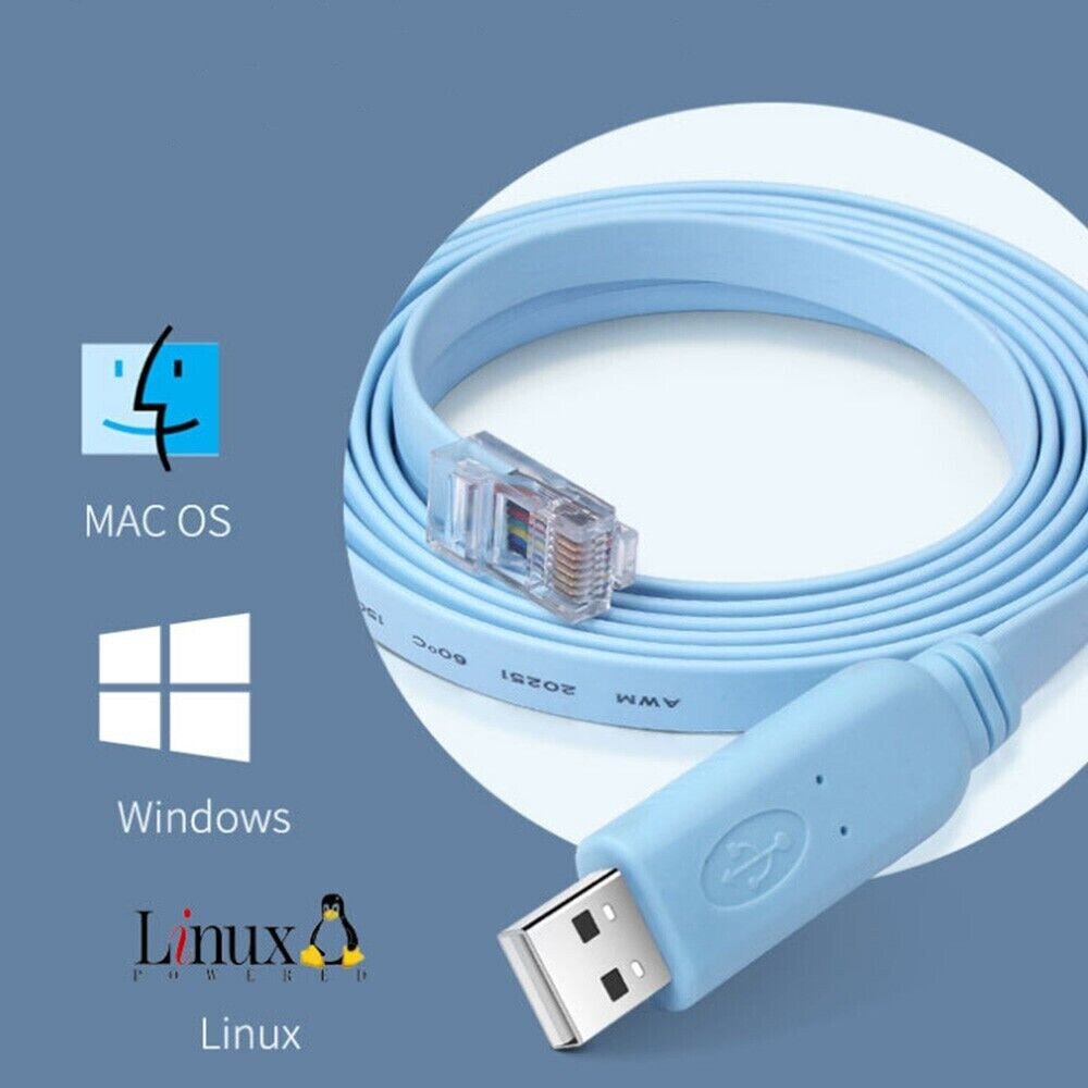 New 6ft USB Console to RJ45 Ethernet LAN Rollover Cable Switch Line for Cisco