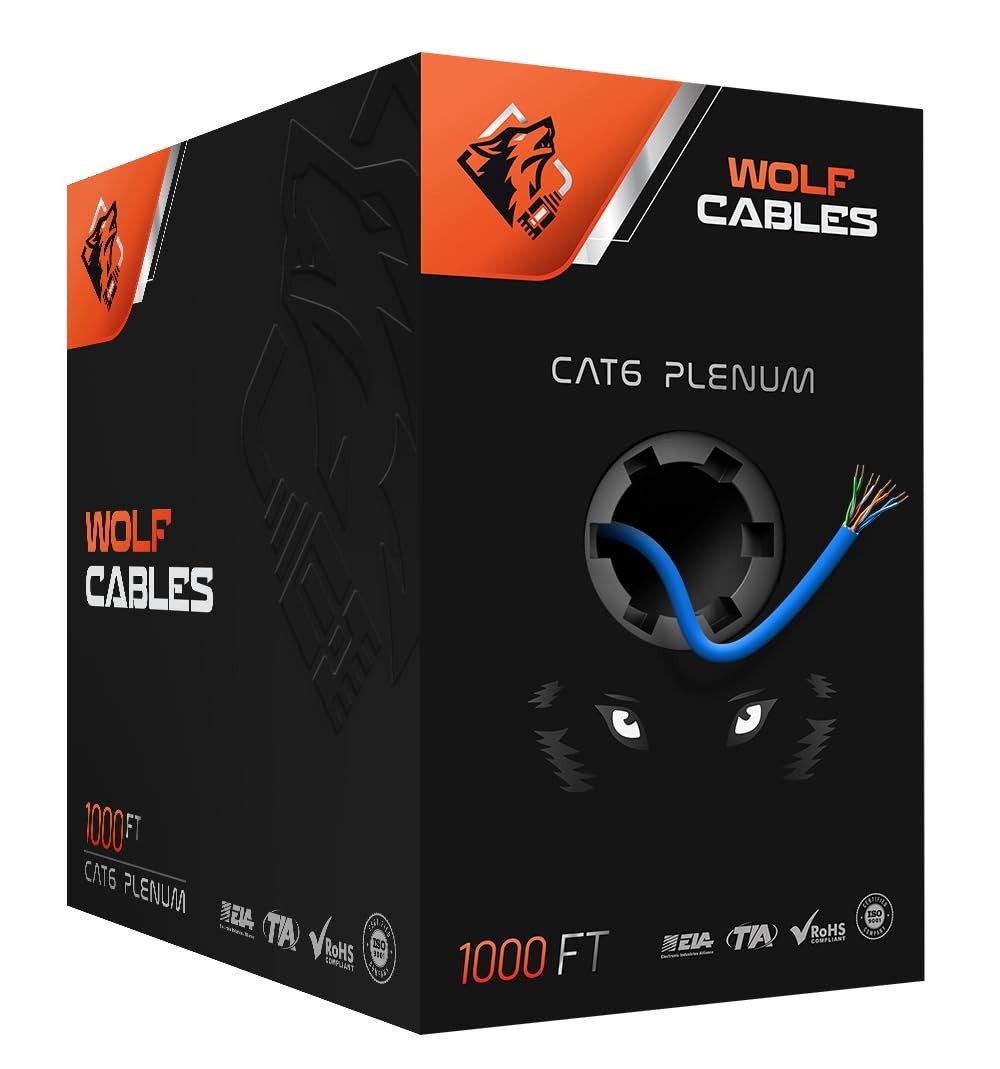 Cat6 CABLE 1000ft PLENUM CMP RATED 23AWG 550MHz UTP CERTIFIED 10Gbps HIGH SPEED