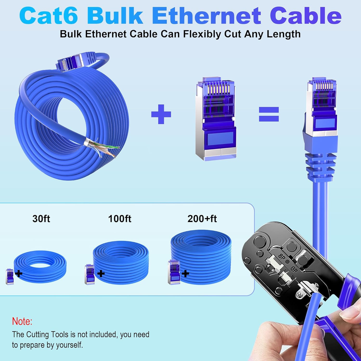 Cat 6 Outdoor Ethernet Cable Bulk 500Ft (30 RJ45), 23AWG Cat 6 Shielded Ethernet