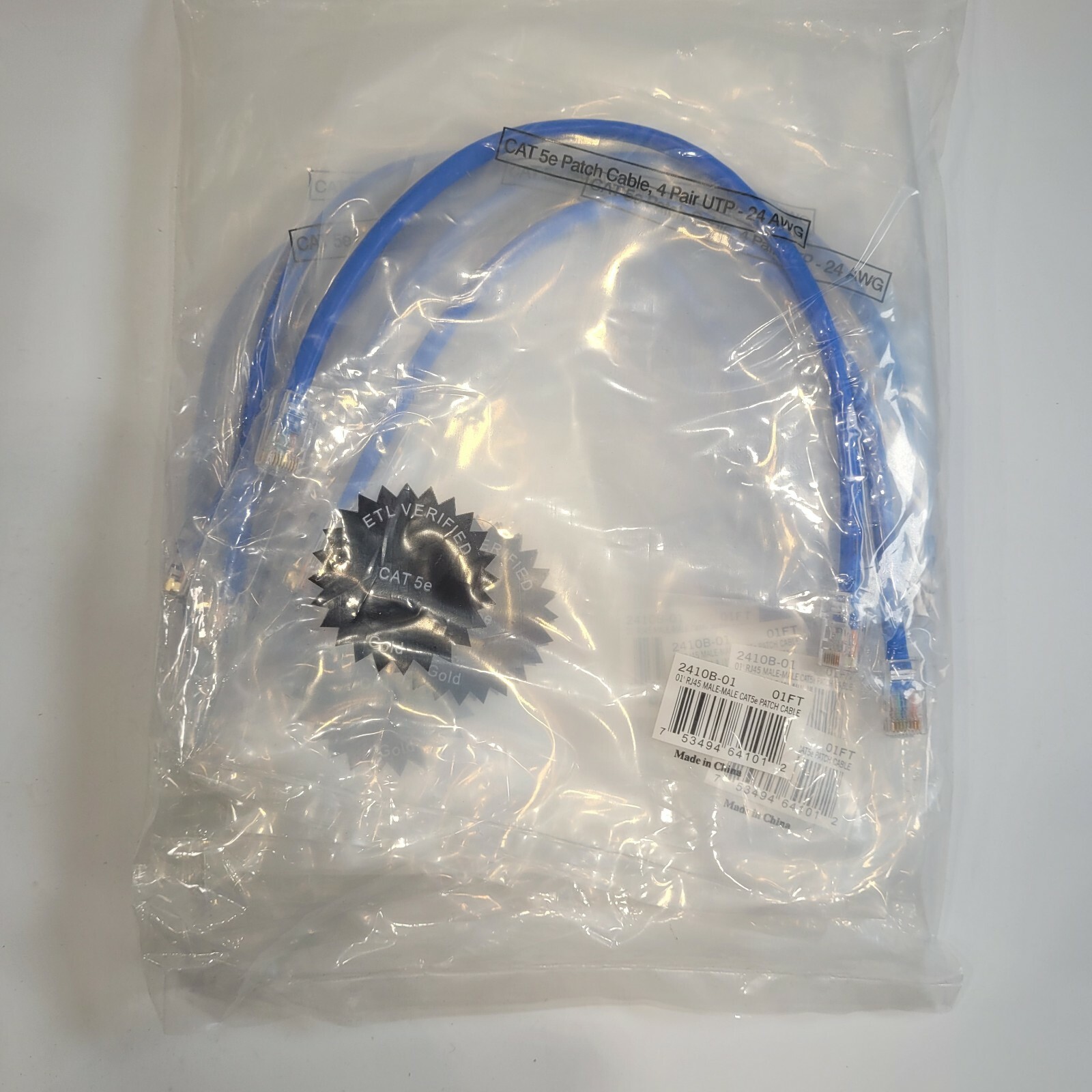 Set of 10 Network Patch Cables 01FT CAT5E 01’RJ45 Male Male Blue CAT5E PATCH CAB