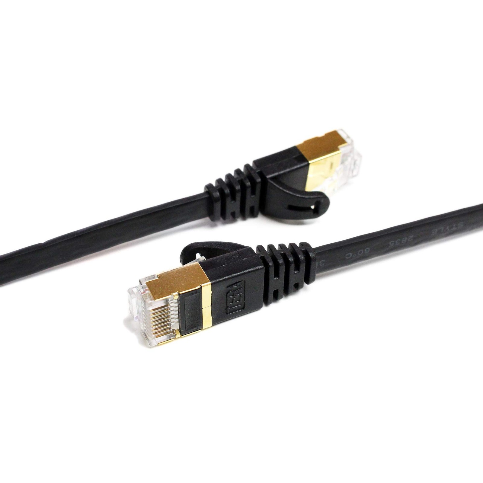 75FT CAT7 10 Gigabit Ethernet Ultra Flat Patch Cable Modem Router Black