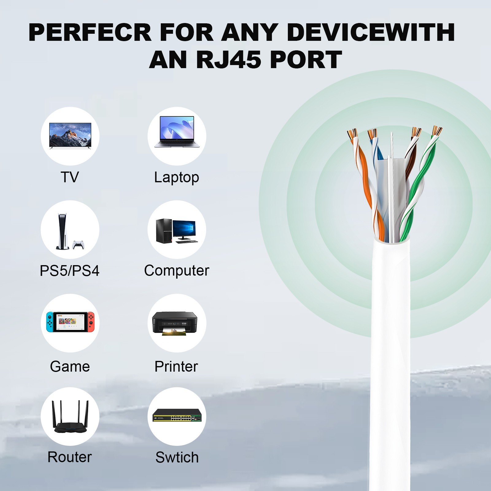 1000ft Cat6 Ethernet Cable 23AWG Solid Coppe UTP 550MHZ Network Bulk Wire Lan