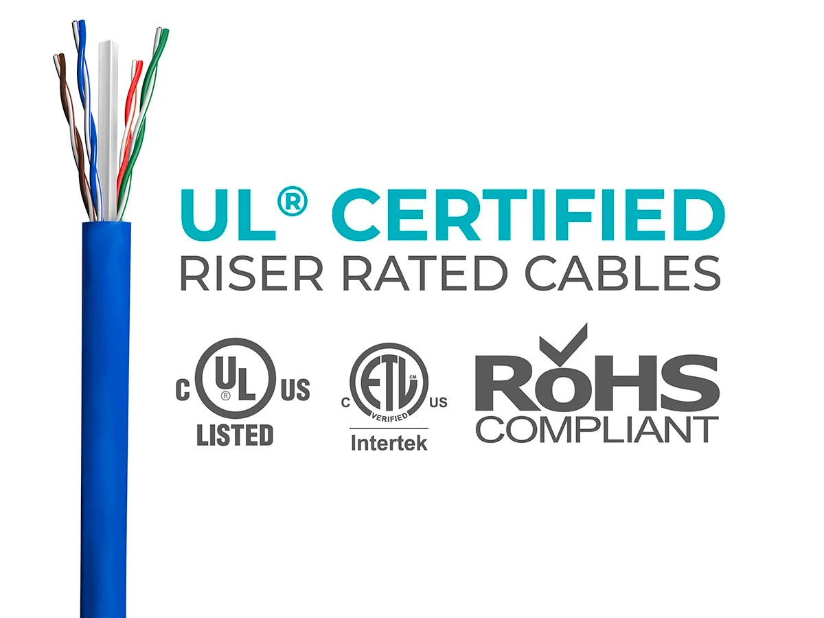 Cat6 Ethernet Bulk Cable Solid 500Mhz UTP Copper Wire 23AWG 250ft Blue CMR Wire