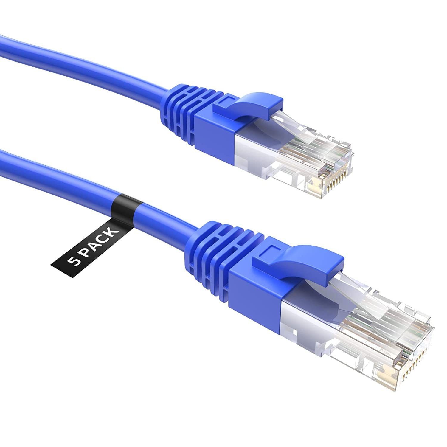 CableCreation 3 Feet (5-Pack) CAT 5e Ethernet Patch Cable, RJ45 3 Feet, Blue