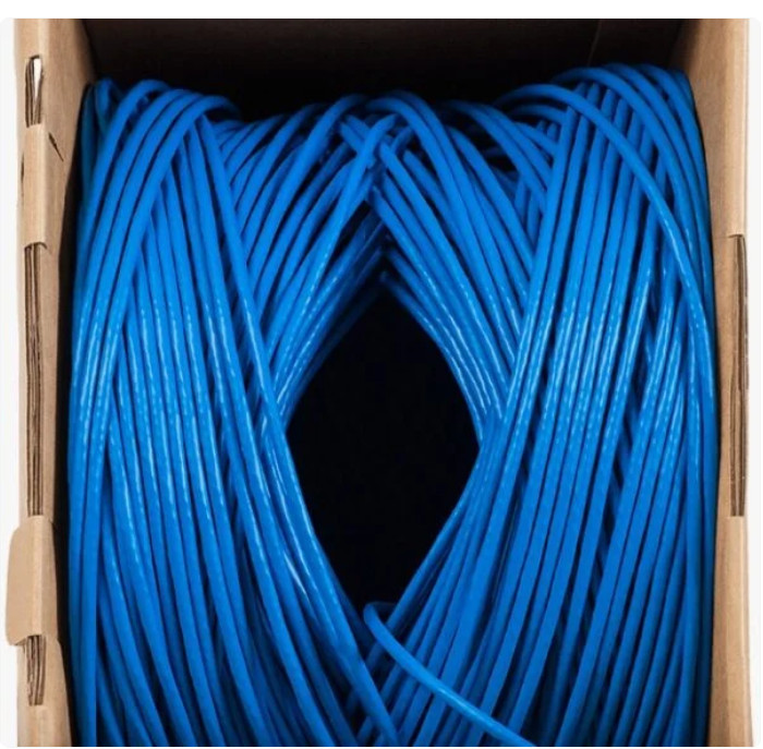 Cat6 Plenum Solid Bare Copper 1000ft 550 Mhz 23 AWG Cable Blue Color
