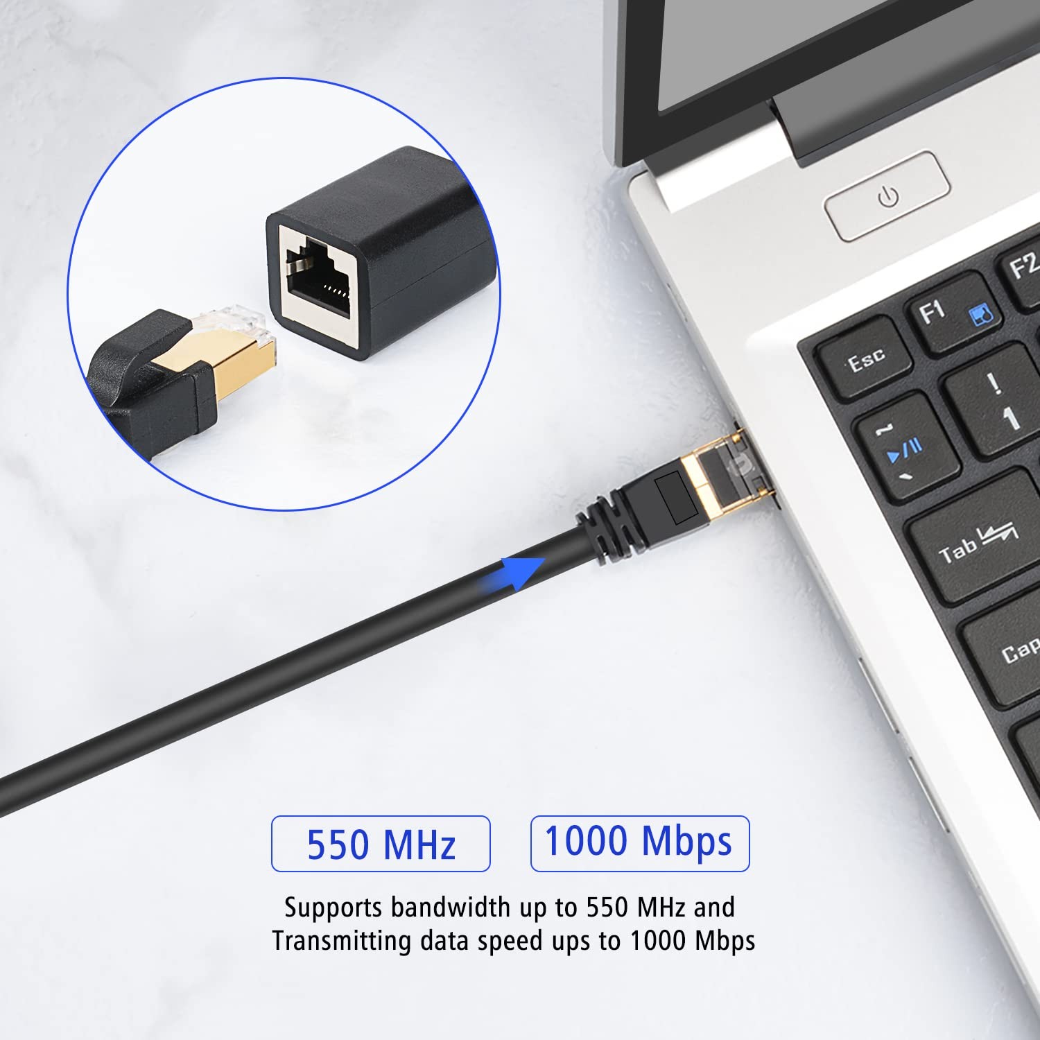 J&D Ethernet Extension Cable, Cat 6 Ethernet Extender Cable Adapter (6 Feet) …