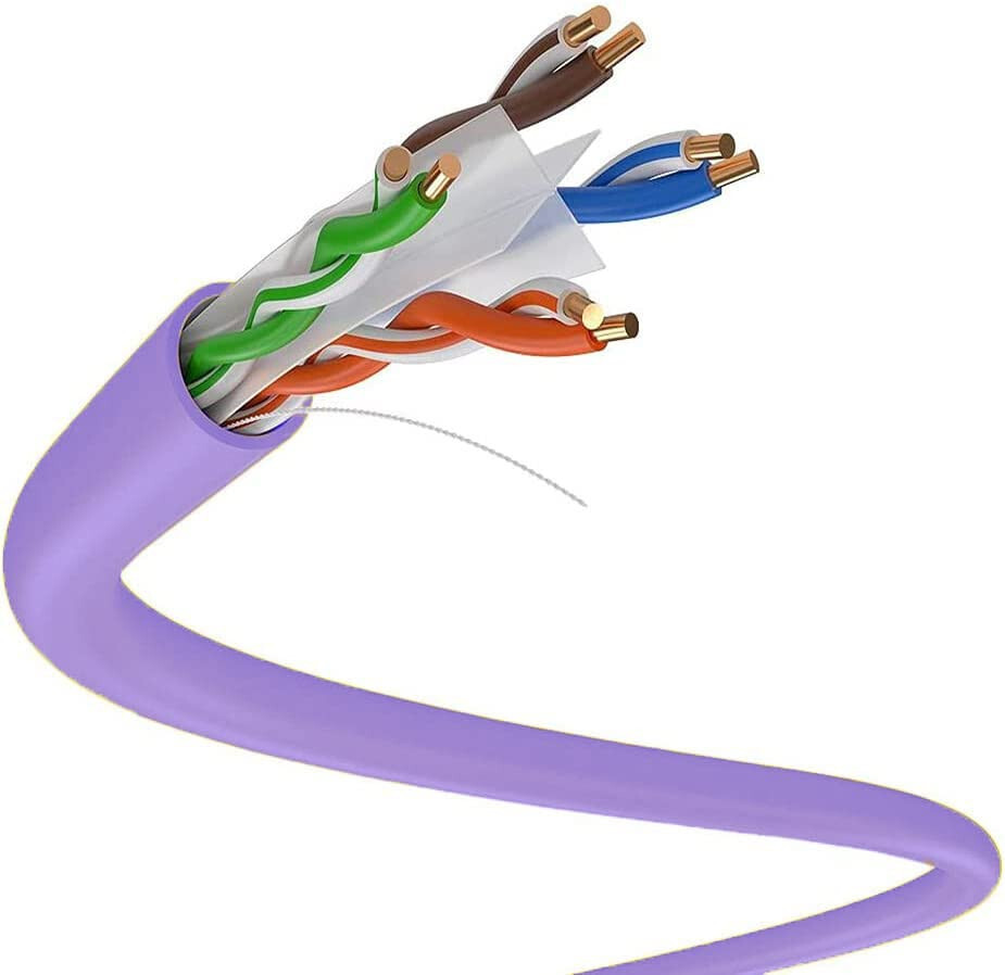 Dripstone CAT6 700ft UTP Solid Cable 23AWG Network Ethernet RJ45 Wire, Purple
