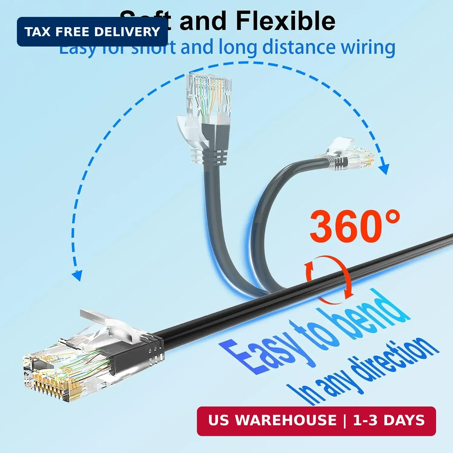 Cat 6 Patch Cable 100 feet, Slim Cat6a Ethernet Cable 10Gbps 550Mhz, UTP Pure Co