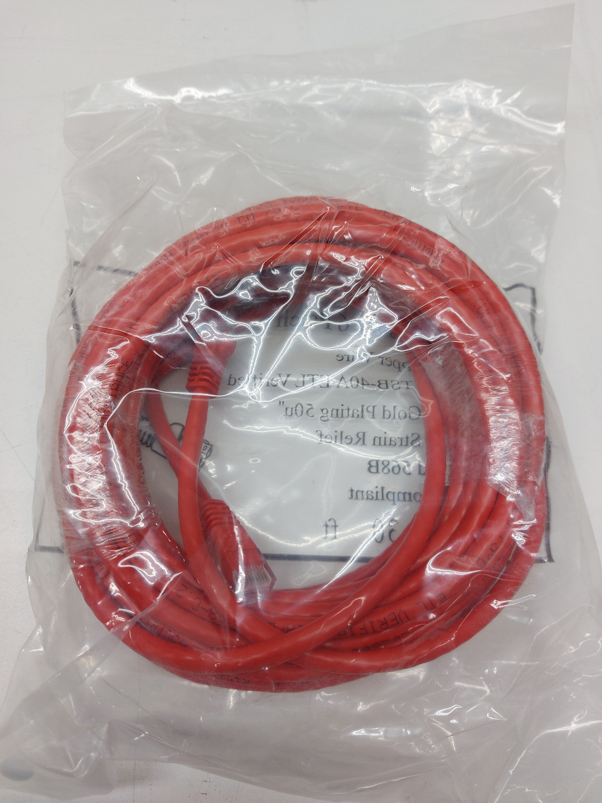 30ft CAT6 UTP Ethernet Patch Booted Cable Red EIA/TIA TSB-40A ETL Verified ROHS