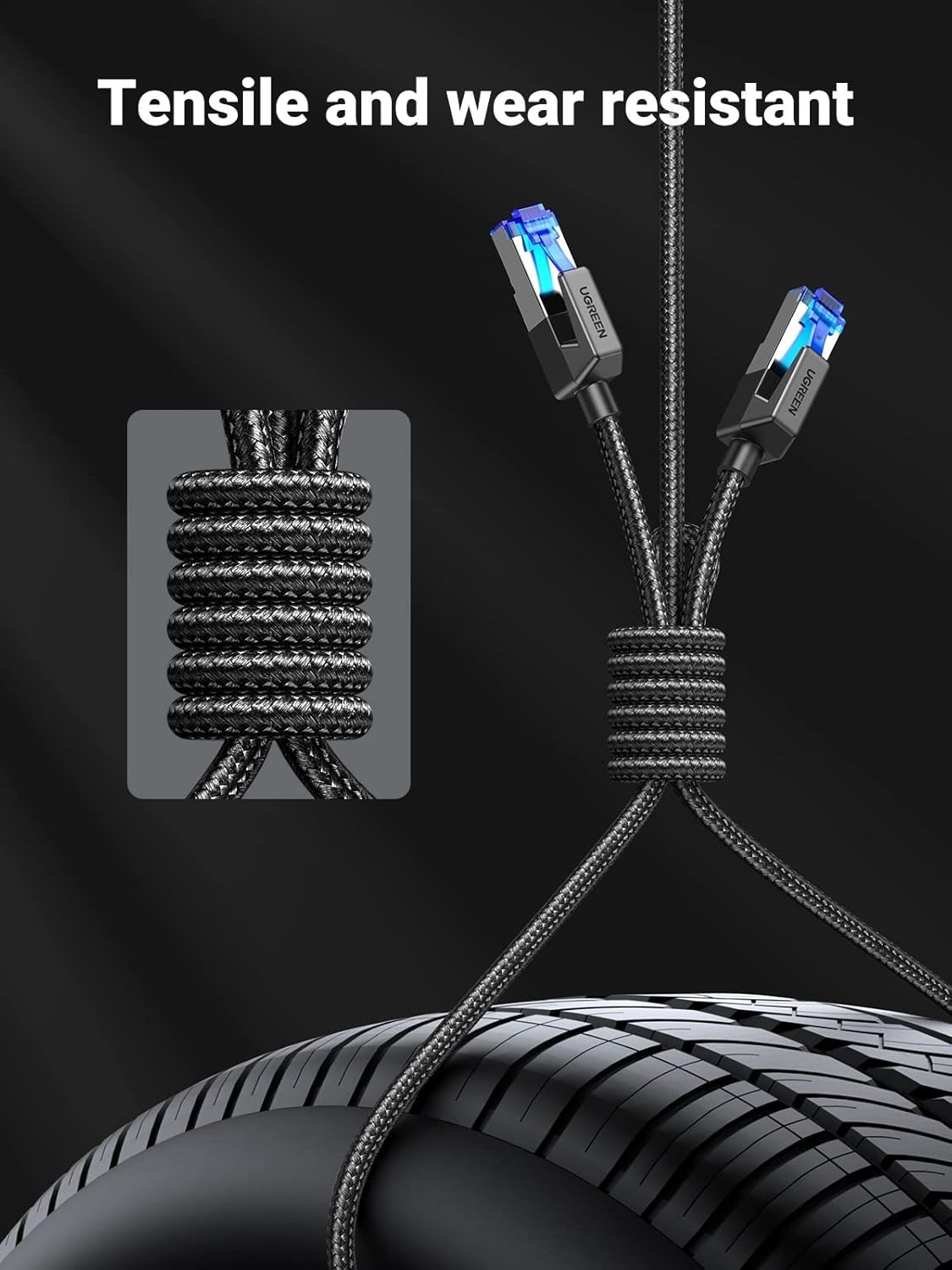 UGREEN Cat 8 Ethernet Cable 6FT, High Speed Braided 40Gbps 2000Mhz Network Cord