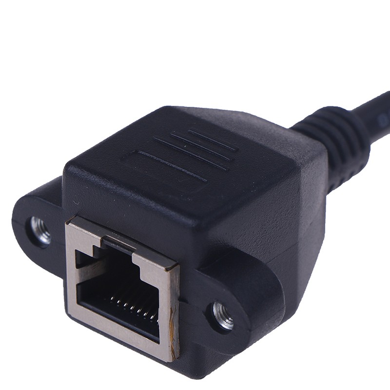 1Pc RJ45 Male to Female Screw Panel Mount Ethernet LAN Network Extension Cab.t2