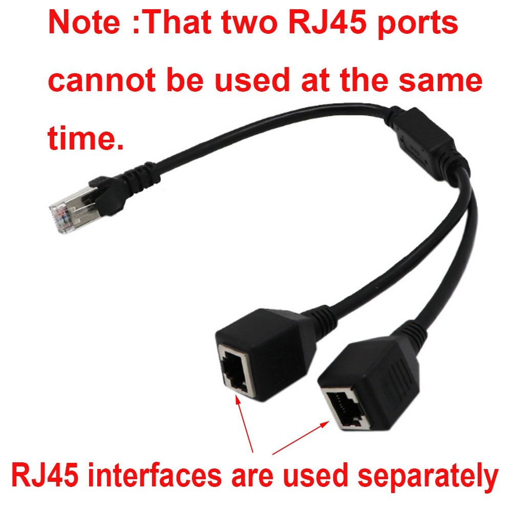 RJ45 Ethernet Splitter Cable 1 to 2 Way LAN Network Adapter Cat6 Cat5e Connector