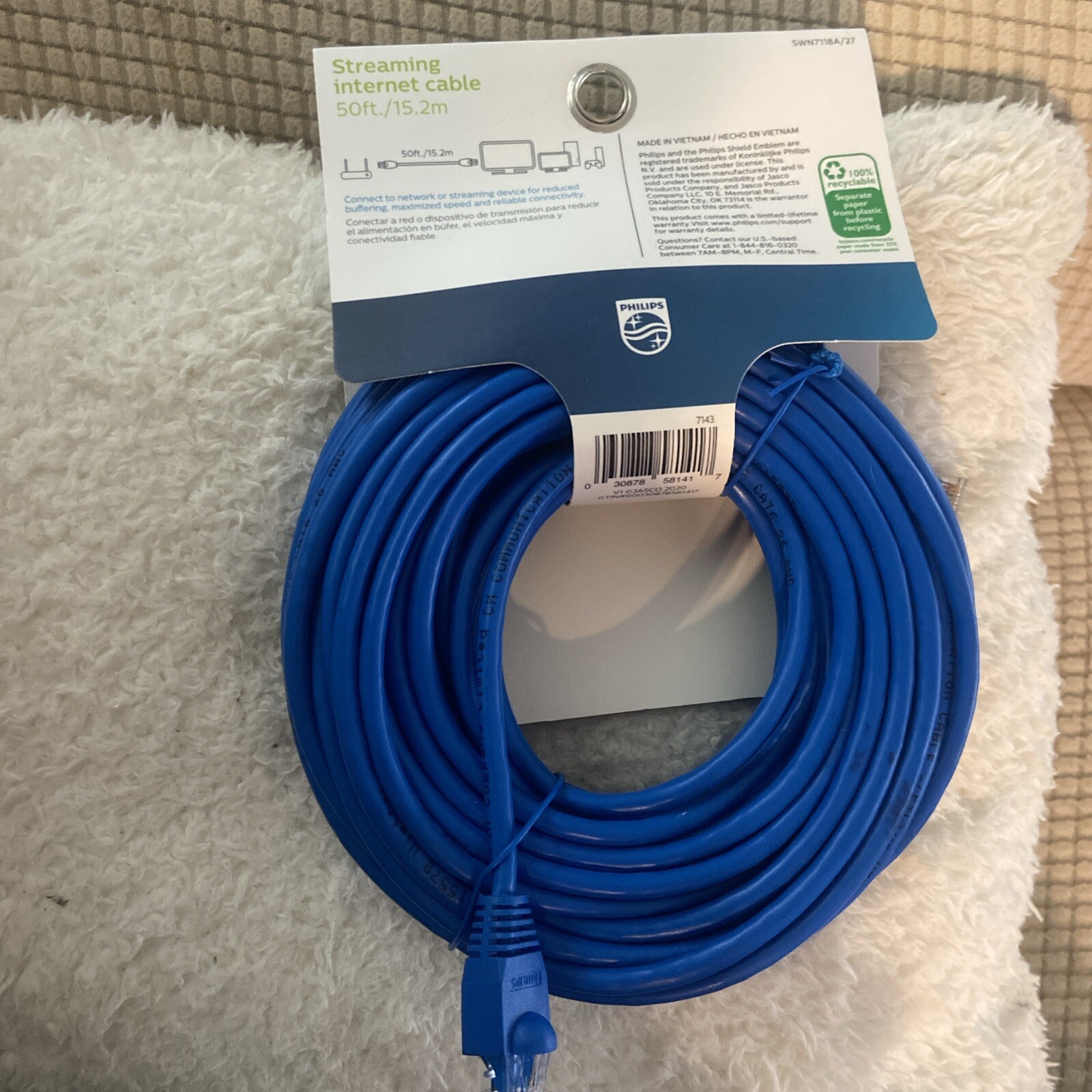 internet cable 50 ft Cat 6 Philips New 10x Faster than Cat 5e Speeds Up To 1GBPS