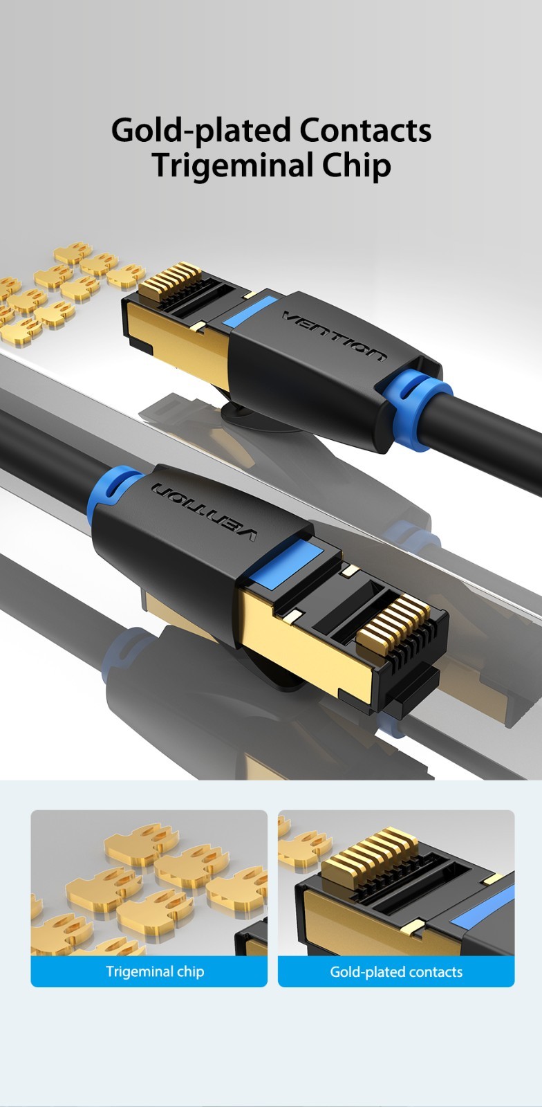 Cat 8 RJ45 Ethernet Cord ultra Speed 40Gbps Patch LAN Network Gold Plated New