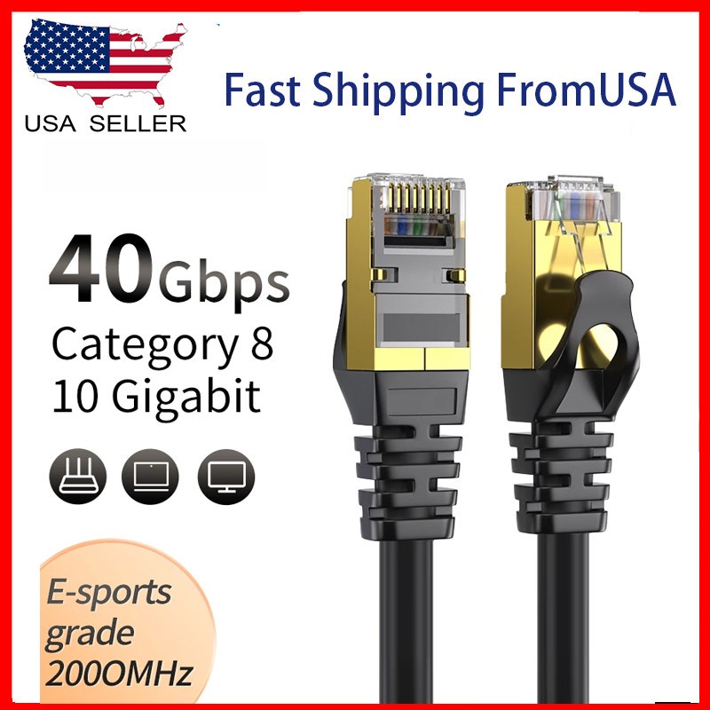 Cat 8 RJ45 Ethernet Cable Super Speed 40Gbps Patch LAN Network Gold Plated Lot