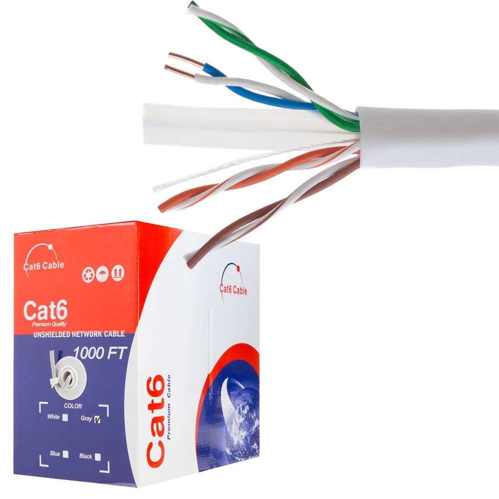 CAT5E CAT6 Cable 1000FT UTP Solid Network Ethernet Plenum Bulk Wire RJ45 Lan