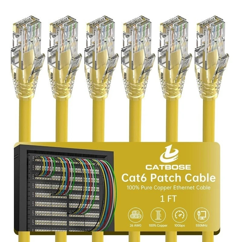 Cat 6 Patch Cables 1 ft (6Pack) Cat6a Ethernet Patch Cable 10Gbps 550Mhz Yellow
