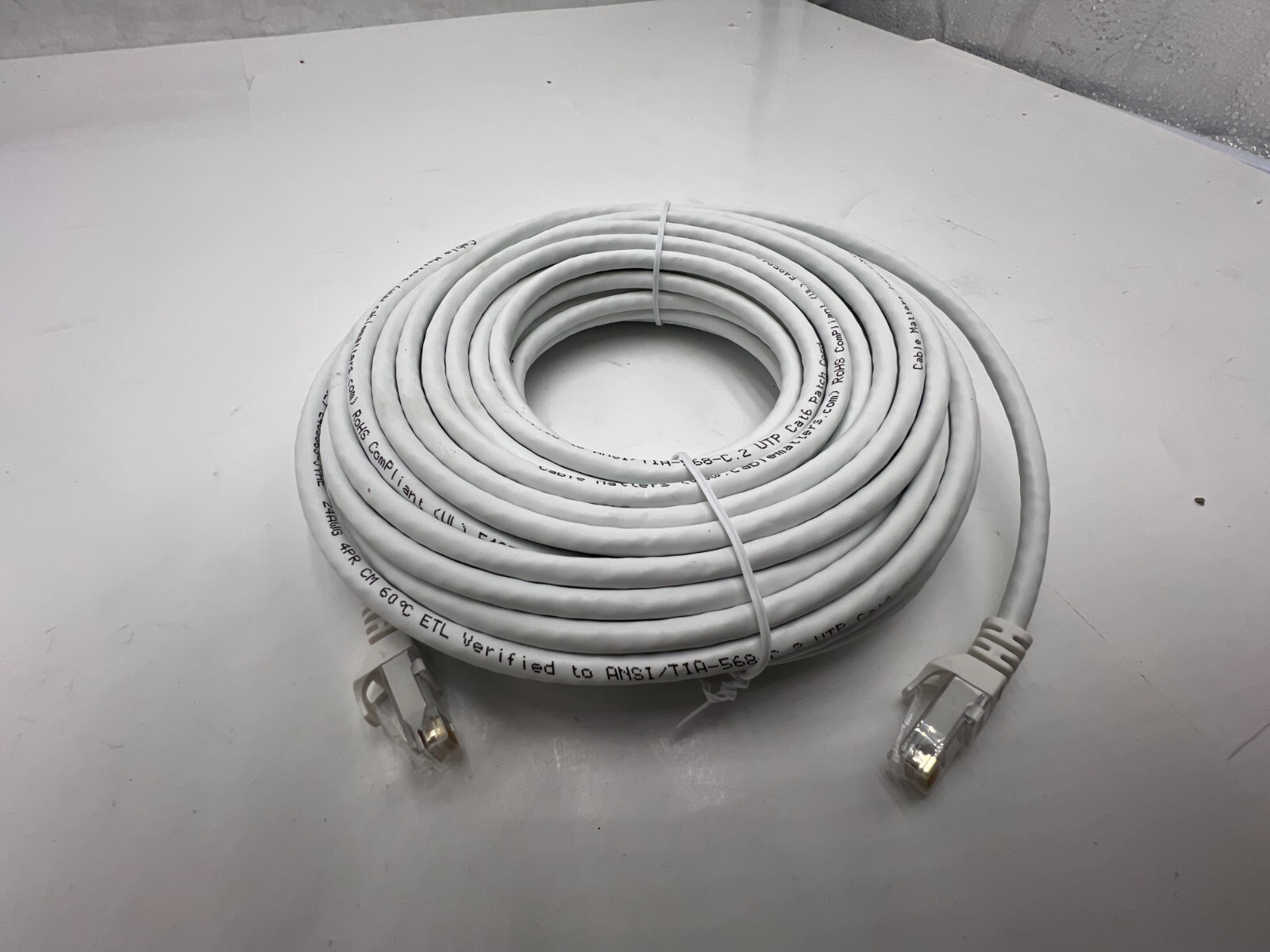 Cable Matters 160001-WHT-50 Cat 6 UTP 24 AWG Ethernet Patch Cable in White 50ft