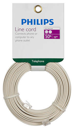 Philips 50′ Almond Telephone Line Cord SWL6171H/17 Fax Modem VOIP New RJ11