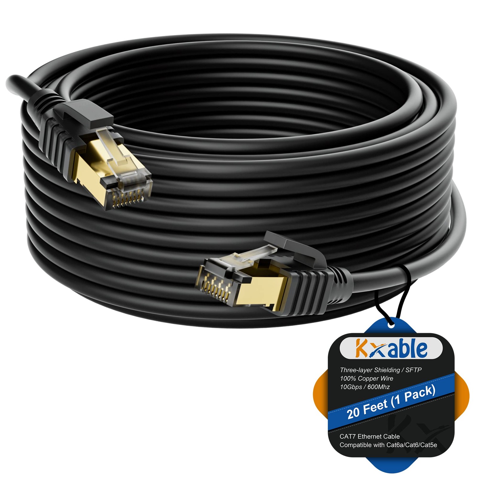 Cat 7 Ethernet Cable 20 Feet Long High Speed Internet RJ45 LAN Network Wire