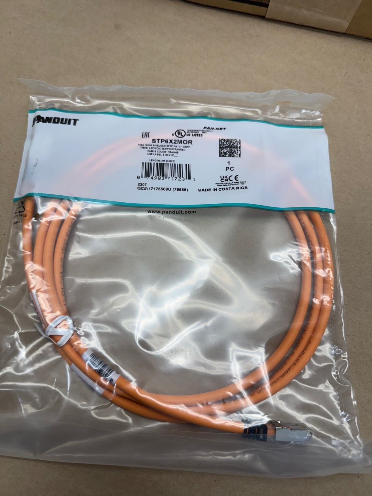Panduit STP6X2MOR Shielded SFTP Patch Cord – Orange (Lot of 10) *NEW*