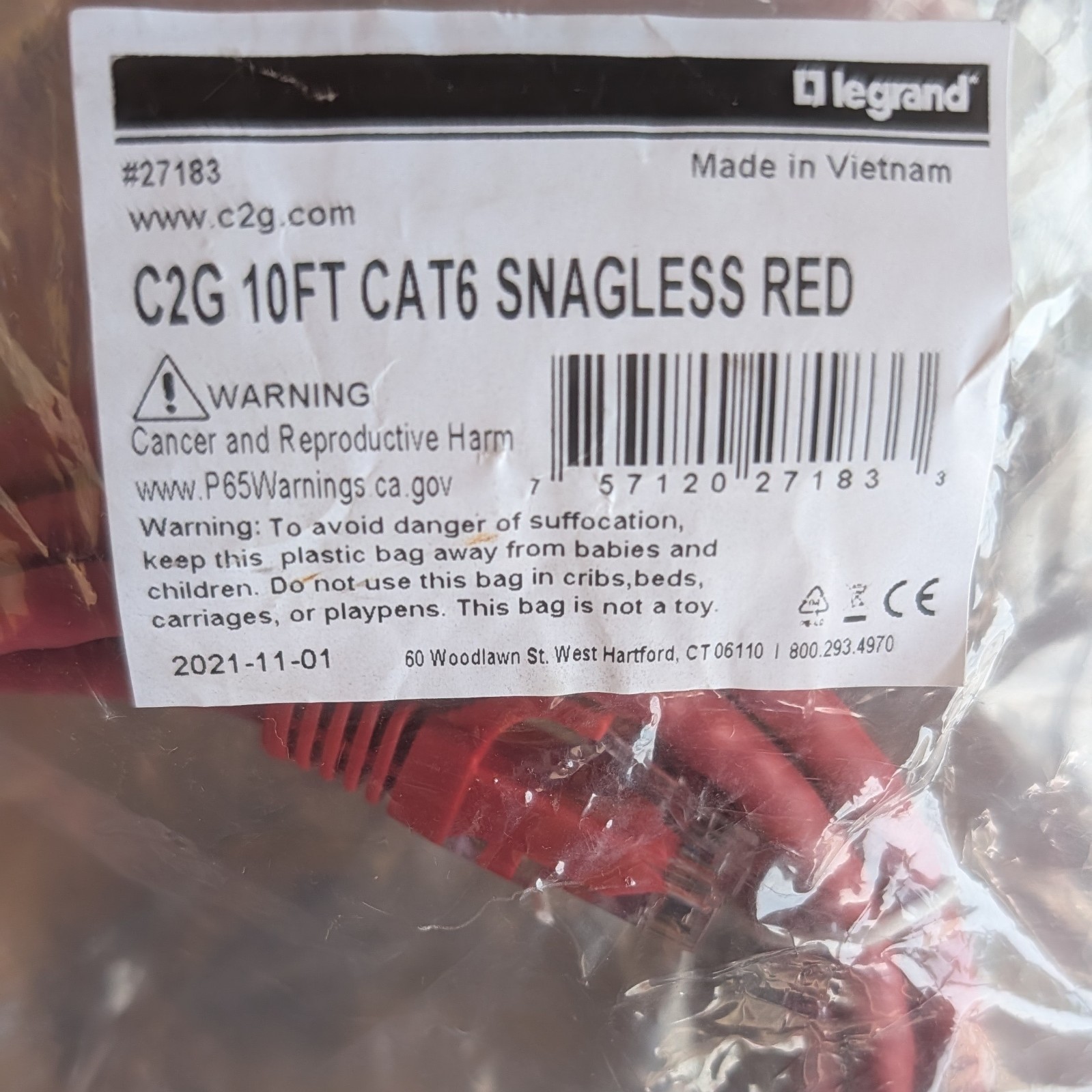 Cables to go cat6 patch cable – 1 x rj-45 male network 10ft red