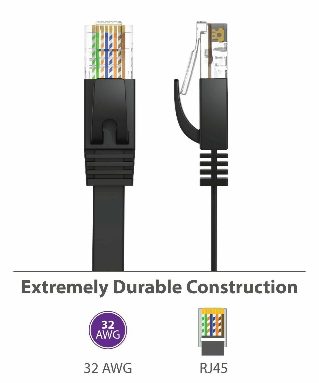RJ45 CAT6 Ethernet Network LAN Cable Cord Flat UTP Patch Router Modem 50FT 100FT