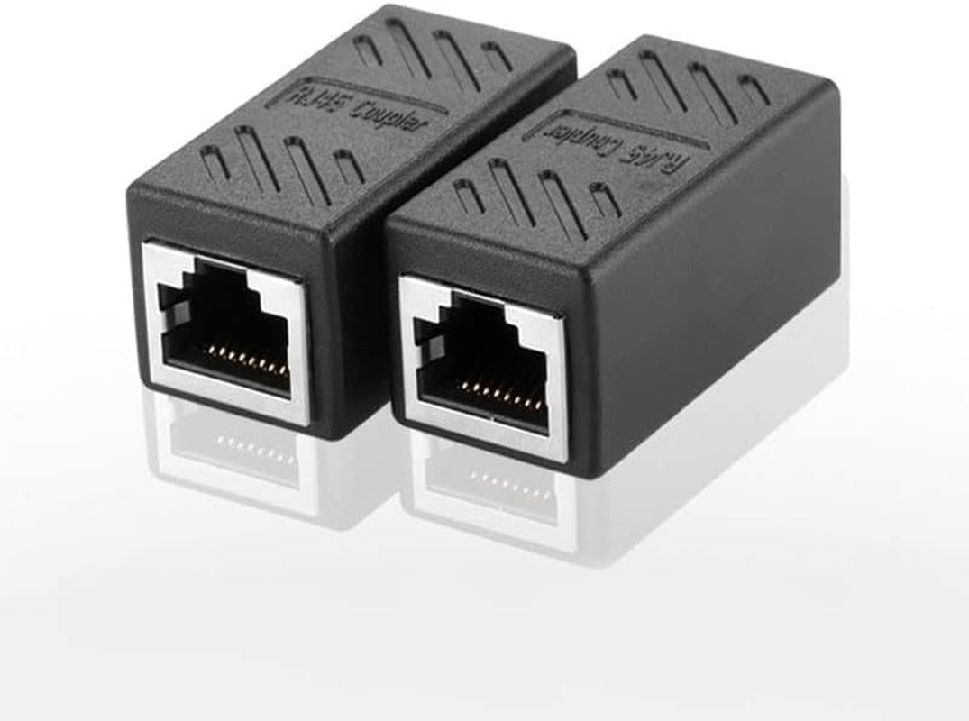 2Pcs RJ45 Coupler Connector Coupling Extension Adapter Cat6A Network LAN Etherne