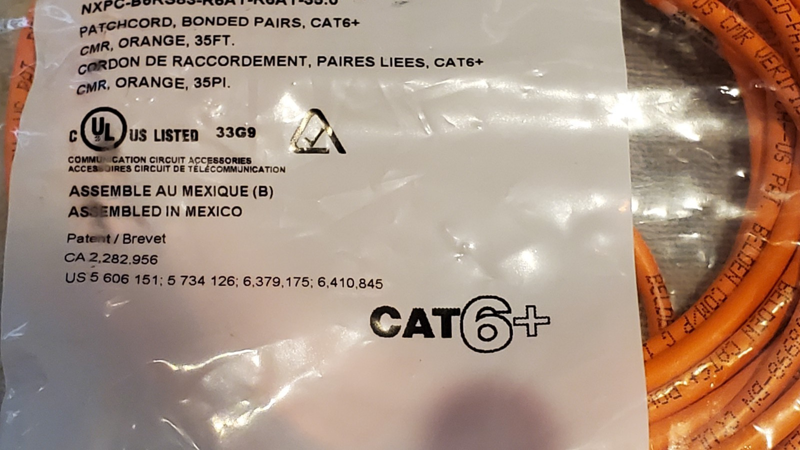 3 Pc Lot 35 Feet BELDEN CAT6+ Patch Cord Bonded Pair Orange 105 FEET TOTAL