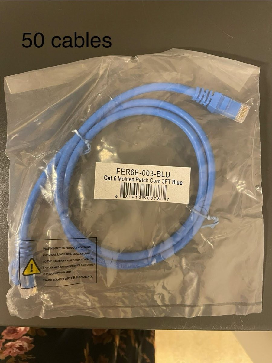 25x CAT6 Molded Patch Cable 3ft Blue RJ45 Snagless NEW Lot